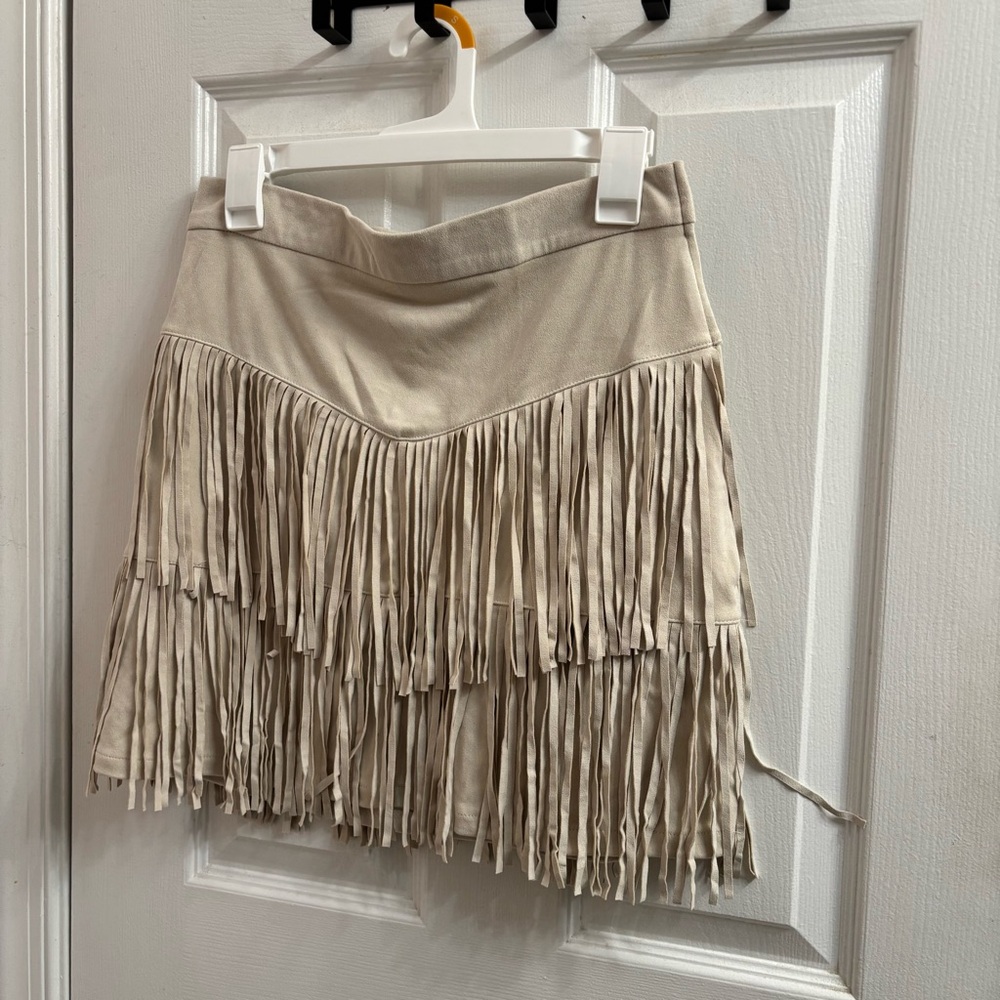 NWT fringe suede mini skirt